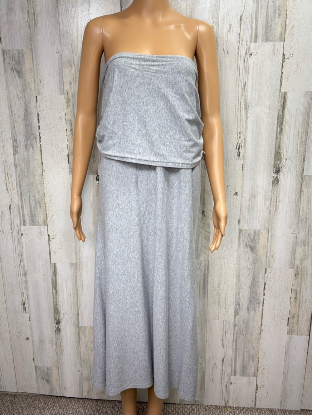 Athleta Silver Gray Strapless Maxi Dress